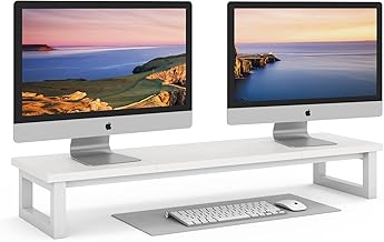 YAOHUOO Dual Monitor Stand Riser, 39Inch Large Monitor Stands for 2 Monitors, Computer Monitor Stand, Wooden Desktop Oraganizer Shelf for Office Desk Computer,Laptop,TV