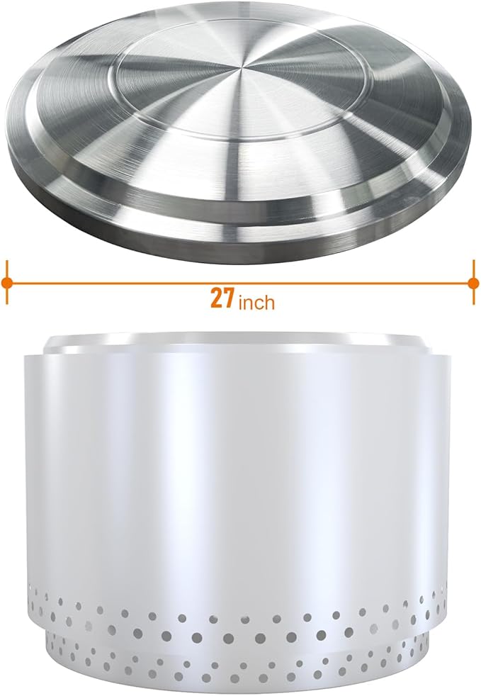 Fire Pit Lid for Solo Stove Yukon, 27 Inch Stainless Steel Fire Pits Cover, Anti-Rust and Waterproof Fire Pit Accessories for Outdoor Fire Pits and Camping Accessories