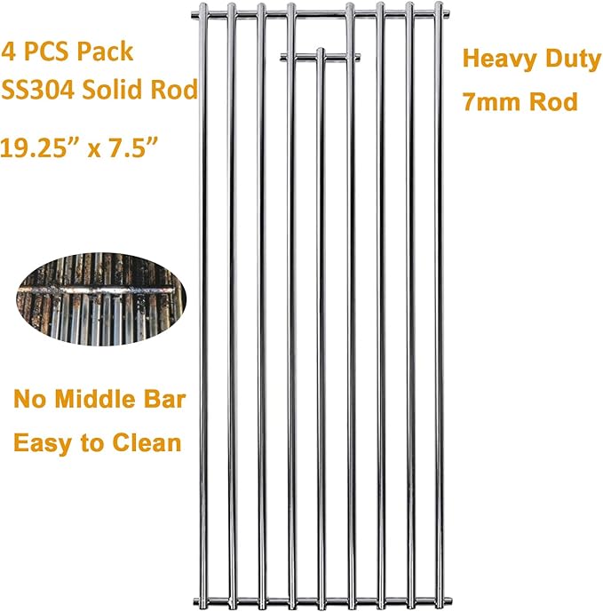 Bull Lion Premium BBQ Grill Grate Replacement - 7mm, 4 Pack, Fits Angus, Brahma, Lonestar Select, Outlaw Steer, 7 Burner, L60000, L75000, L90000