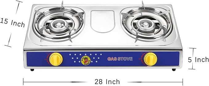 Vivicreate 2 Burner Propane Stove, [20000 BTU] Portable Camping Gas Cooktop with Auto Ignition, Stainless Steel Outdoor Cooker with Regulator & Hose for RV, Backyard, Camping and Emergency Use