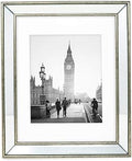 Isaac Jacobs 11x14 (Matted 8x10) Silver Beveled Mirror Picture Frame - Classic Mirrored Frame w/Deep Slanted Angle Made for Wall Décor Display, Photo Gallery & Wall Art (11x14 (Matted 8x10), Silver)