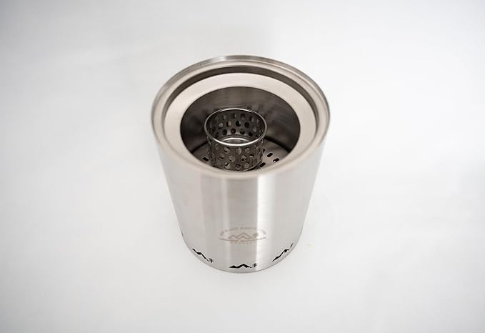Small Smokeless Stove. Comes with collapsable feet, Removable ash Catcher, and Storage Bag. (Silver)