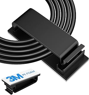 Adhesive Cable Management Clip (20Pcs Black),Cord Management Under Desk,Wire Organizer for TV PC Ethernet HDMI Extension Cord Power Plug