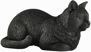 JFSM INC. 6" Black Cat Sleeping Hand Painted Figurine - Cat Gifts for Lovers, Home Decor