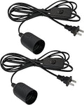 Plug in Hanging Light Kit, Retro Hanging Lights with Plug in Cord, E26 E27 Industrial Pendant Light Fixture, 9.8 FT Cord with On/Off Switch Hanging Lamp for Living Room Bedroom 2 Pack (Black)