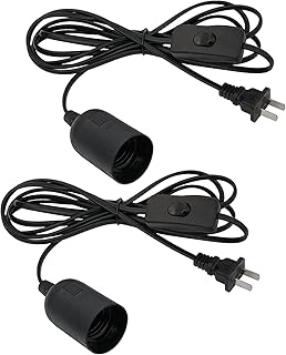 Plug in Hanging Light Kit, Retro Hanging Lights with Plug in Cord, E26 E27 Industrial Pendant Light Fixture, 9.8 FT Cord with On/Off Switch Hanging Lamp for Living Room Bedroom 2 Pack (Black)