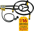 Paelluxe Paella Burner and Stand Set 16 Inch Dual Ring Propane Burner Outdoor Stove with Table Top Stand & Regulator, Portable Gas Cooker Wok Burner for Camping, Crawfish Boil Cooking Outdoor Paellera