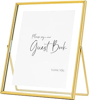 Calculs Gold Floating Picture Frame Party Entry Registry In Decorative Sign Welcome Guestbook Signage Décor Display Photo Holder Table Top Photobooth 10 Inches