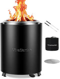 Portable Tabletop Fire Pit, VivaGarden Smokeless Table Top Fire Pit, Wood Burning & Pellets Outdoor Camping Stove with Carry Bag, Forks and Mat (9.7x7.1 Inch, Black)