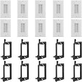 Fosmon (10 Pairs) Single Gang Wall Plate, Brush Style Opening Passthrough Cable Plate with Low Voltage Mounting Bracket