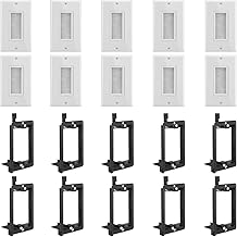 Fosmon (10 Pairs) Single Gang Wall Plate, Brush Style Opening Passthrough Cable Plate with Low Voltage Mounting Bracket