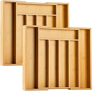 Kitchen Silverware Drawer Organizer and Storage Flatware Cutlery Utensil Holder Spice Rack Containers Bathroom Counter Cabinet Office Desk Makeup Drawer Tray Kitchen and Dining Tools Decor Accessories