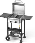 Electactic Propane Gas BBQ Grill 2-Burner Barbecue Grills with Cast Iron Frying Pan and Grates Combo, 16000 BTU Output Stainless Steel Grill for Outdoor Cooking, Patio, Backyard Party