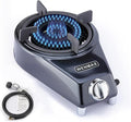 Single Burner Propane Stove, Portable Gas Stove with Propane Adapter Hose, High Heat Value 15000 BTU, Smart Valve Protection for Children, Portable Size for Outdoor Use
