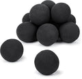 GRISUN Black Round Ceramic Fire Balls for Fire Pit, 4 Inch Tempered Fire Stones for Natural or Propane Fireplace, Safe for Outdoors and Indoors Fire Pit Reusable Fireballs, Set of 12