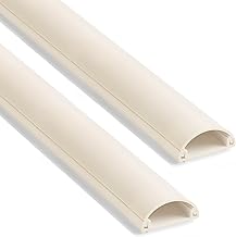 ZhiYo Wall Cord Hider for 1-2 Cords, Self-Adhesive TV Cord Cover, Beige D-Shaped Wire Hider for Wall-Mounted TV, Half-Round Wire Management Covers, Cable Raceway, 1in W x 0.4in H