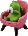 Refintural Miniature Frog Figurines Statue - Cute Frog Sculpture for Outdoor Fairy Garden and Desk Decorations - Adorable Frog Figurine Statue Decor for Plant Shelf Desk Office Bedroom(Pink Sofa)