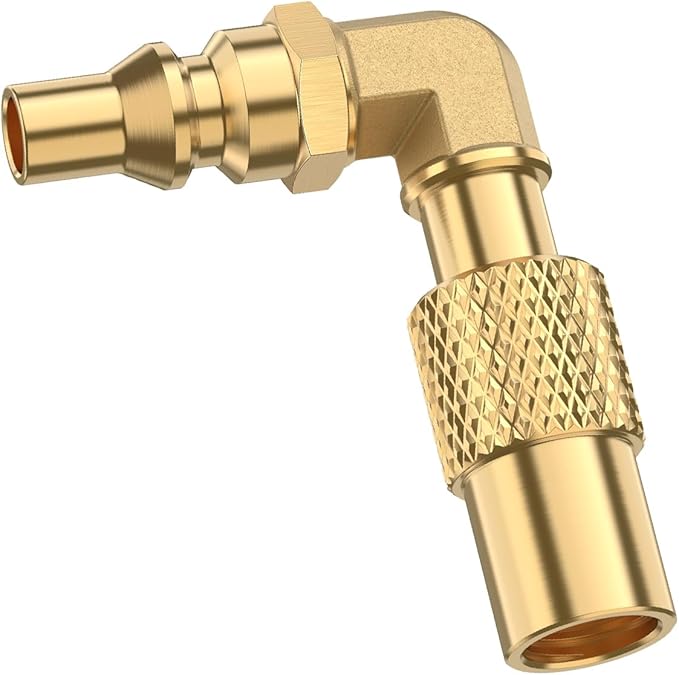Brass 1/4 inch RV Quick Connect Propane Elbow Adapter for Blackstone 17Inch and 22 Inch Tabletop Camping Griddles, 12X14 Inch Camping Grill, for Compatible with Blackstone Grill to Propane Tank or RV