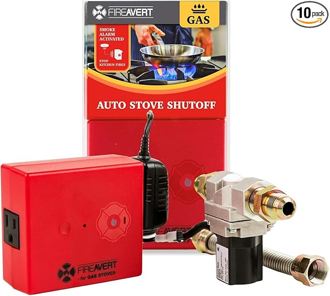 FireAvert-Gas Stove Auto Shut-Off Device (1/2" Pipe Line), Oven Monitoring Solution for Senior Citizen and Elderly Parents, As Seen on Shark Tank (10 Pack)