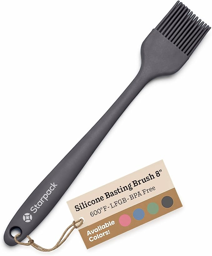 Starpack 'Brush it On' Silicone Basting Brush for Cooking - 8" Grill Basting-Brush High Heat Resistant 600°F - Silicone Pastry-Brush for Cooking and Baking - LFGB Grade Oil Brushes for BBQ Sauce