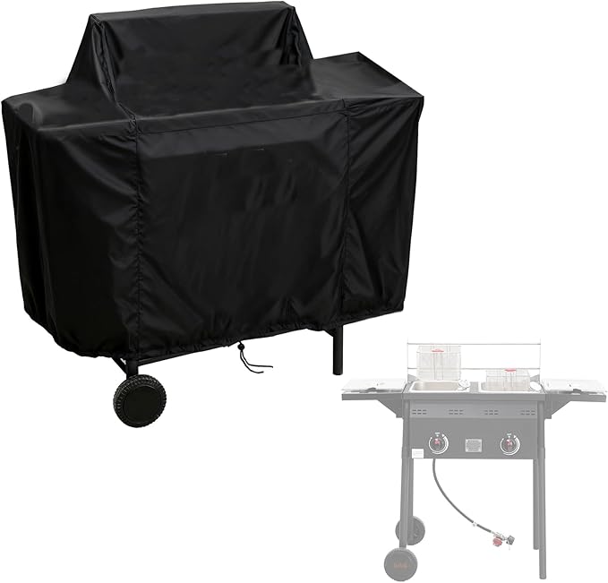 Outdoor Fryers Cover for Feasto Outdoor Propane Deep Fryer, Portable Waterproof Dual Tank Propane Fryer Cart Cover - 45" D x 22" W x 41" H