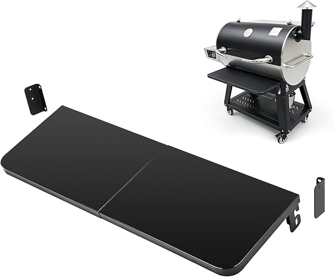 Utheer Front Folding Shelf for Recteq RT-1100 Flagship Wood Pellet Grill, Heavy Duty Grill Prep Table 31.3" x 10.2", Supports 60 LBS, Foldable BBQ Front Shelf, Rectec RT 1100 Smoker Accessories