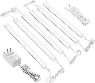 ASOKO Dimmable Under Cabinet Lighting for Kitchen - 6 Pcs 12 inches Linkable Counter Light Bars, Led Closet Light Daylight White 4500K,DC24V 1360Lumens,20W Led Shelf Lighting (ETL Plug)