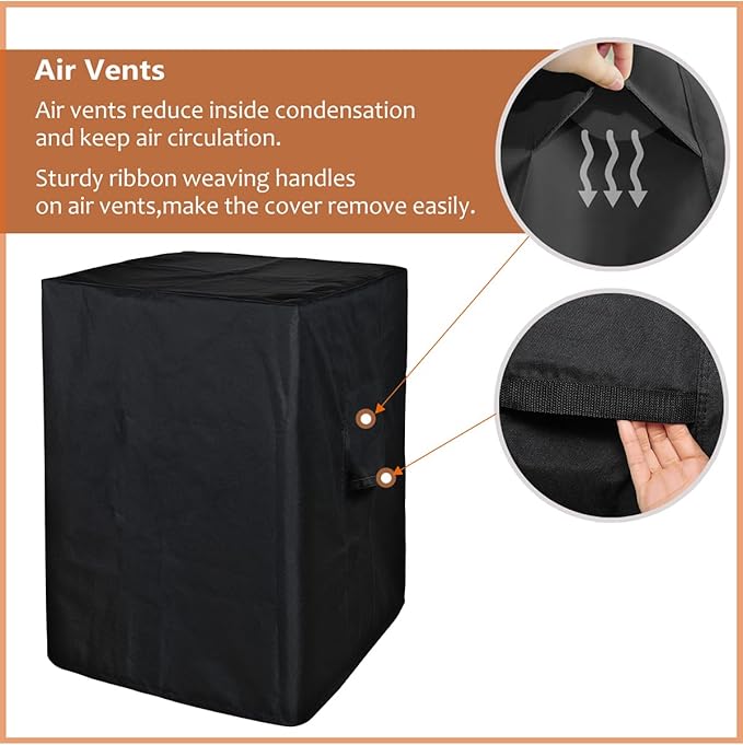 SheeChung Fire Pit Cover Square 21"L x 21"W x 33"H Waterproof Outdoor Propane Column Cover,Heavy Duty Fabric with PVC Coating,Weather Resistant,Fit for Table Gas Firepit Black