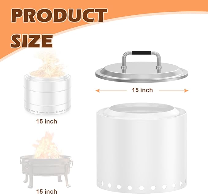 Fire Pit Lid for Solo Stove Ranger 15" Accessories, Round Fire Pit Cover for Solo Stove Lid Ranger 2.0/1.0, Stainless Steel Lid with Handle for Solo Ranger & More 15" Firepit Camping Accessory