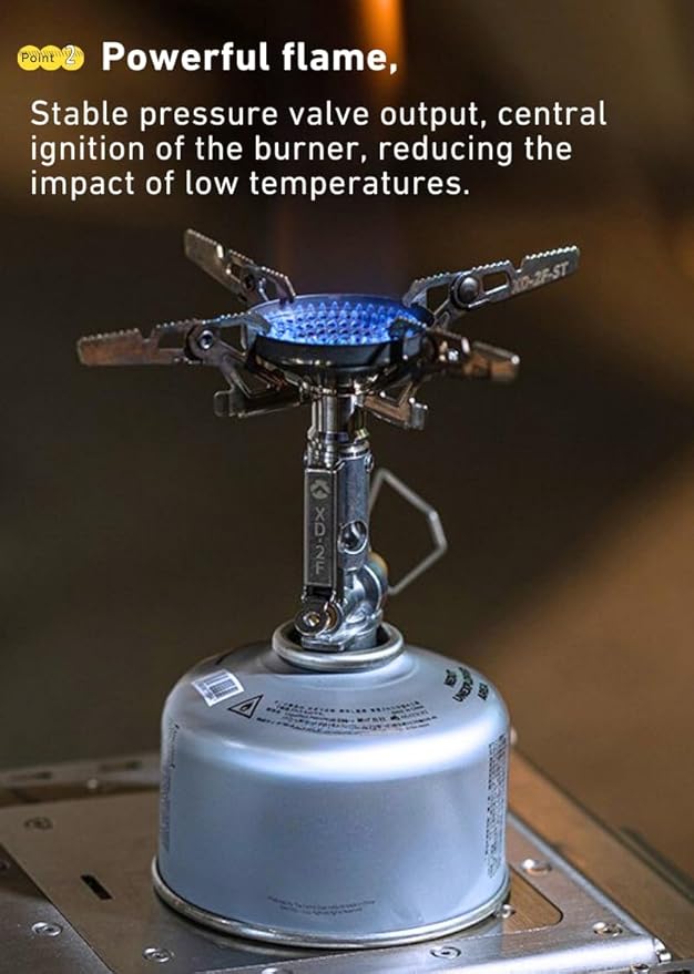 CAMPINGMOON XD-2F Canister Top Stove Portable Compact Foldable w/igniter w/Gas Fuel Can Stabilizer XD-2F/Z41