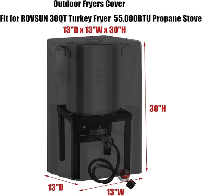 Outdoor Fryers Cover Fit for NUUK 30QT Turkey Fryer & 10QT Fish Fryer Combo Kit, Waterproof Outdoor Cooking Cover-(13"x 13" x 30")