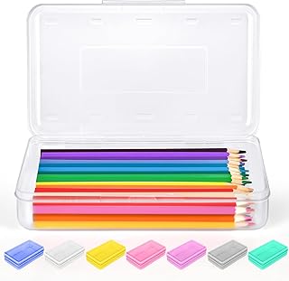 Sooez Pencil Box, Pencil Case, Crayon Box, Large Pencil Box Clear, Plastic Hard Marker Sticker Box, School Box for Boys Girls, Pen Holder Stationery Storage organizer, Homeschool Teacher Supplies