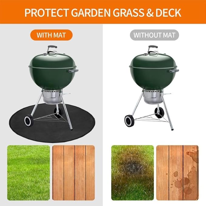 24" Fire Pit Mat for Solo Stove Bonfire Round Fireproof Under Grill Mat Oil Proof Waterproof BBQ Pad for Deck Patio Grass Outdoor Grill Accessories Portable and Reusable