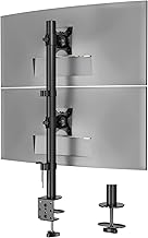 BONTEC Vertical Dual Monitor Desk Mount, Supports 13-34 Inch Screens, Full Motion Adjustability, VESA 75x75/100x100mm, Up to 22lbs per Arm, C Clamp and Grommet Mounting Options, Cable Management
