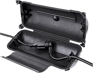 Flemoon Outdoor Extension Cord Safety Cover with Waterproof Protector Seal, Weatherproof Electrical Connection Box for Outdoor Outlets, Plugs, Sockets, Holiday Decorations, Power Tools, Black