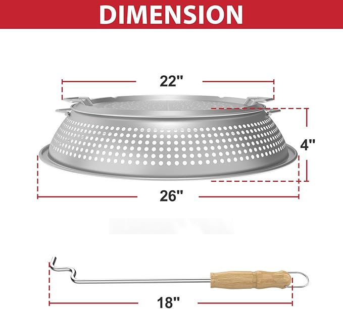 Spark Shield for Solo Stove Yukon - Stainless Steel Fire Pit Spark Protector Screen for Outdoor Backyard Party Fire Pits, Shield for Solo Stove Yukon with Two Guild Sticks