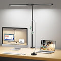 LED Desk Lamp with Clamp for Home Office 23.5-31.5 Inches Height Telescopic, 24W, 75 Lighting Modes, Flexible Neck Design, Architect Desk Light for Study, Work, Craft, and Paint (Black)