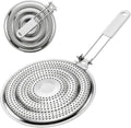HIC Kitchen Heat Diffuser Reducer Flame Guard With Removable Handle, Stainless Steel, Distributes Heat Evenly And Reduces Scorching, For Gas Electric Glass Stovetops, 8.25-Inch
