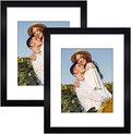 Golden State Art, 11x14 Black Picture Frame Made of Solid Pine Wood And Tempered Glass, Display for 8x10 Picture with Mat or 11x14 Picture without Mat Wall Display, 2 Pack