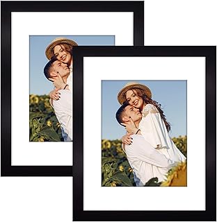 Golden State Art, 11x14 Black Picture Frame Made of Solid Pine Wood And Tempered Glass, Display for 8x10 Picture with Mat or 11x14 Picture without Mat Wall Display, 2 Pack