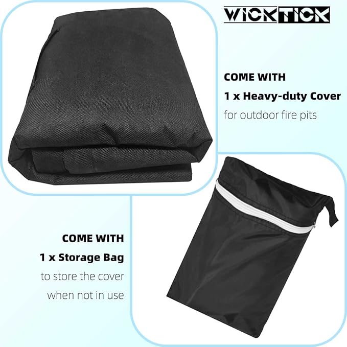 WICKTICK 28 Inch Round Fire Pit Cover for Solo Stove Yukon 2.0, 600D Heavy Duty Waterproof Firepit Accessories for Outdoor Camping, All-Weather Resistant