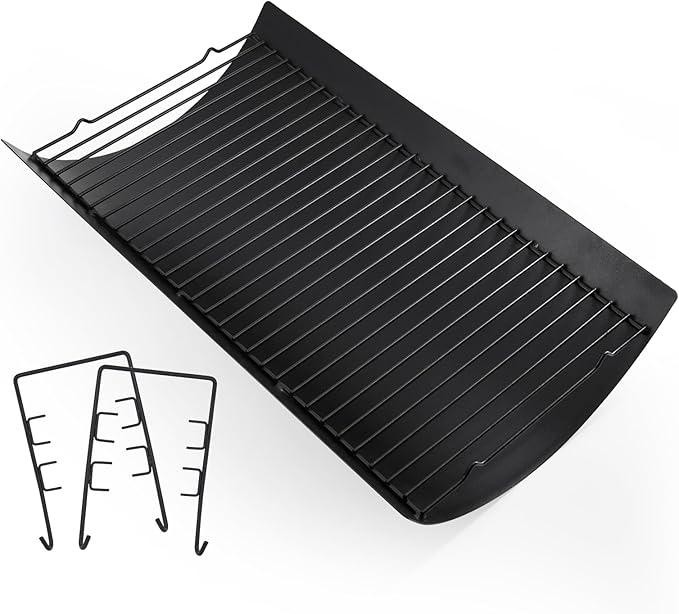 Criditpid 20 Inch Ash Pan Drip Pan Ashpan for Char-Griller 5050, 5072, 5650, 2123, 2223, 2823 Charcoal Grill, 20" Drip Pan Grates Replacement Part with 2pcs Fire Grate Hanger.