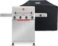 Monument Grills 4+1 Burner Stainless Steel 525 sq.in Propane Gas Grill Mesa 2, 49,000 BTU, 500°F in 5 Mins, Outdoor Patio Grill, Broil Zone, 1 Side Burner and 1 Foldable Side Shelf, with Grill Cover