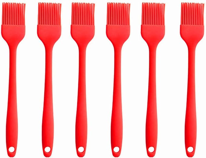 Silicone brush, Oil Brush for BBQ Kitchen Cooking Baking and Grilling (6 PCS,red)