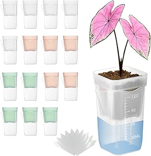 15 Pack 2 inch small self watering pots for indoor plants,semi hydroponic pots for leca and pon,clear plastic plant pot for propagation,seedling,cutting and African violet (muti-color, 2 inch)