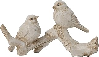 Braxio Bird Figurines Home Decor – Resin Tabletop Cream Love Birds on Branch, Farmhouse Shelf & Desk Accent for Living Room, Bedroom, Office, 6 x 2.3 x 3.4 Inches