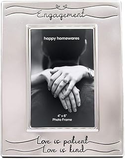 Haysom Interiors Beautiful Two Tone Silver Plated Engagement 4" x 6" Picture Frame with Black Velvet | Unique and Thoughtful Gift Idea by Happy Homewares
