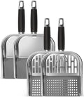 Griddle Scoop for Blackstone with a Any-Edge Hook, Stainless Steel Griddle Portable Food Mover for Stir Fry and Move Food, Classic & Sifting Grill Shovel, 4 Pack