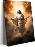 BingruiArt Jesus Canvas Wall Art Christian Wall Decor Jesus Portrait Catholic Picture God Painting Print Easter Decor Poster for Living Room Bedroom Church 16"x12" Wrapped Canvas Framed