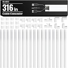 EVEO Cable Hider Wall 306” - Cable Raceway Cord Hider - Wire Covers for Cords on Wall, Cord Cover, Wall Cable Hider, Cable Concealer, Wire Hiders for TV on Wall Management-20X (L16 W0.95 H0.5) - White
